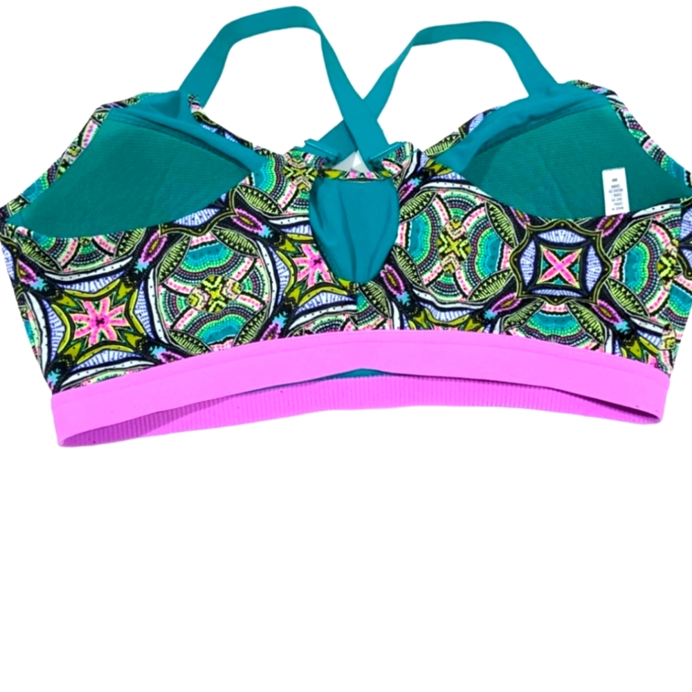 Printed Teal & Pink Sports Bralette